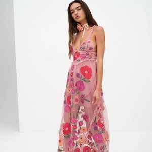 chinese dress ladies Amazon.com: For Love & Lemons Kaylee Maxi Dress in Pink Floral : ,   
